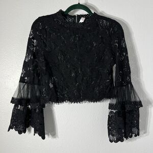 Lovesong Shirt M Black Lace Vampire Romantic Witchy Victorian Whimsigoth Bell